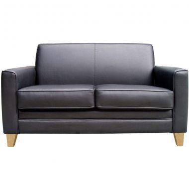 Black Leather Faced Reception Sofa - Single & Twin Option - NEWPORT